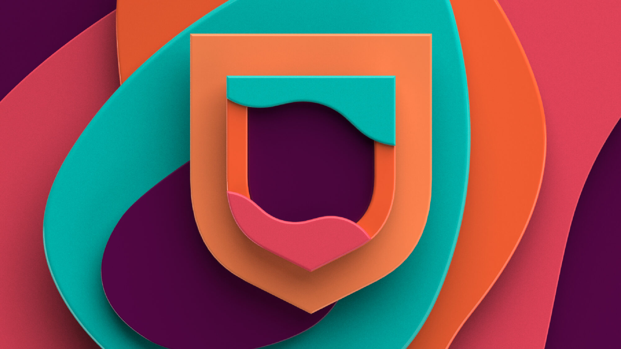 The Cambridge logo centred in a colourful pattern of organic shapes