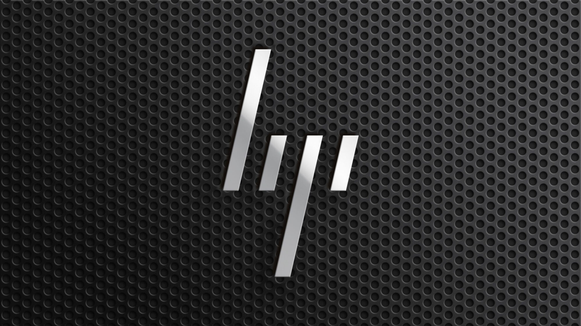 Four forward-leaning vertical lines that form lowercase letters “h” and “p”. This symbol is used primarily on premium HP laptops.